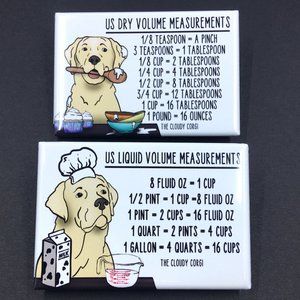 Yellow Labrador Retriever Dog Measuring Chart Magnet Set Kitchen Cooking Baking